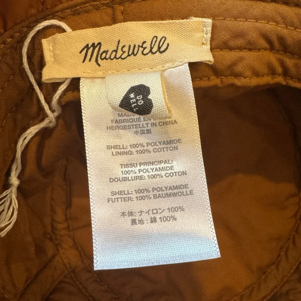 Madewell‎ Quilted Bucket Hat Warm Coffee Quilt Puffer Women Accessory EUC